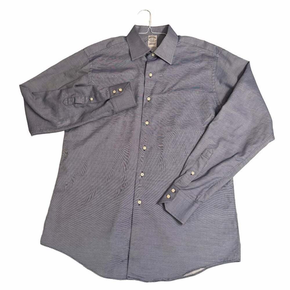 Brooks Brothers Makers and Merchants Blue Micro-Pattern Lg Sleeve Shirt 16.5-36